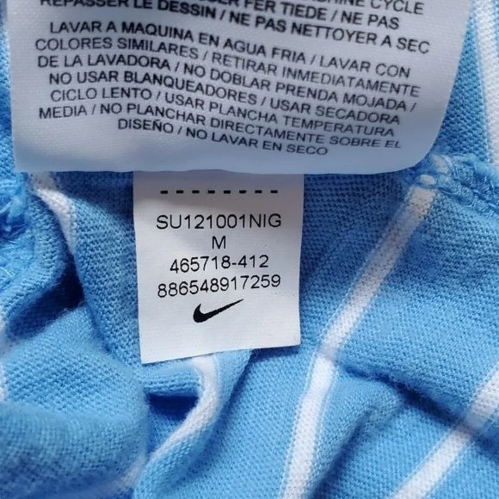 Nike The Athletic Dept blue white striped short sleeve crew neck t shirt sz M